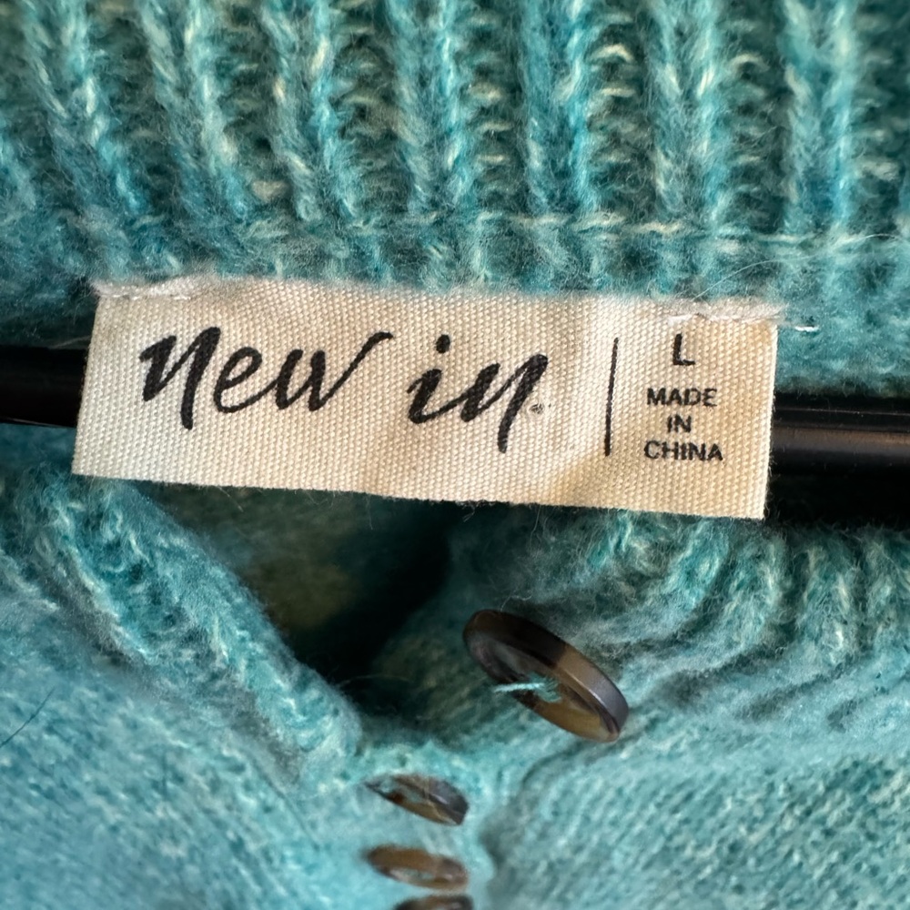 Blue Green Button-Up Sweater - Picture 2 of 4